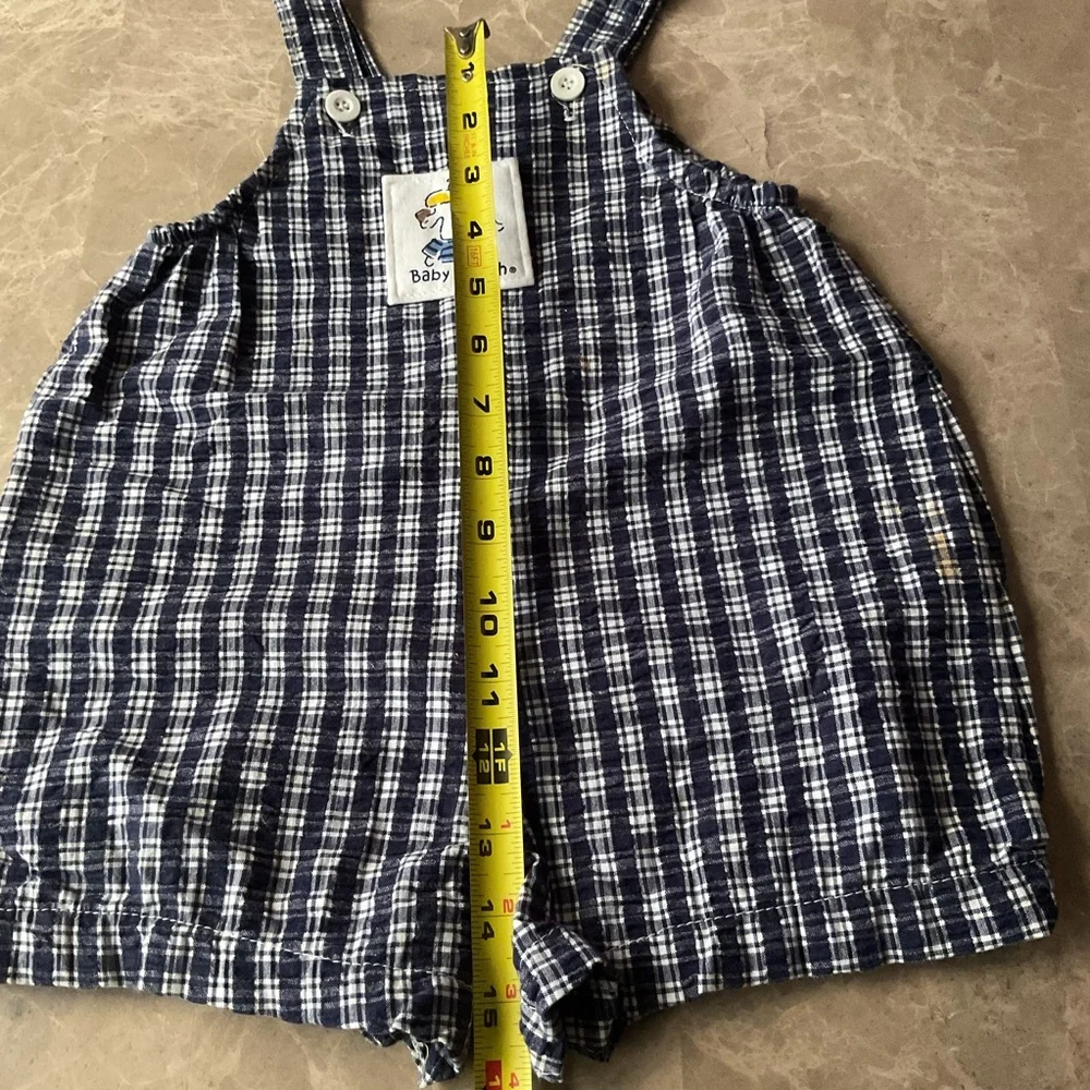 Oshkosh B'gosh vintage 80’s Sz  18M Overalls Romper Dog Patch plaid vest bank